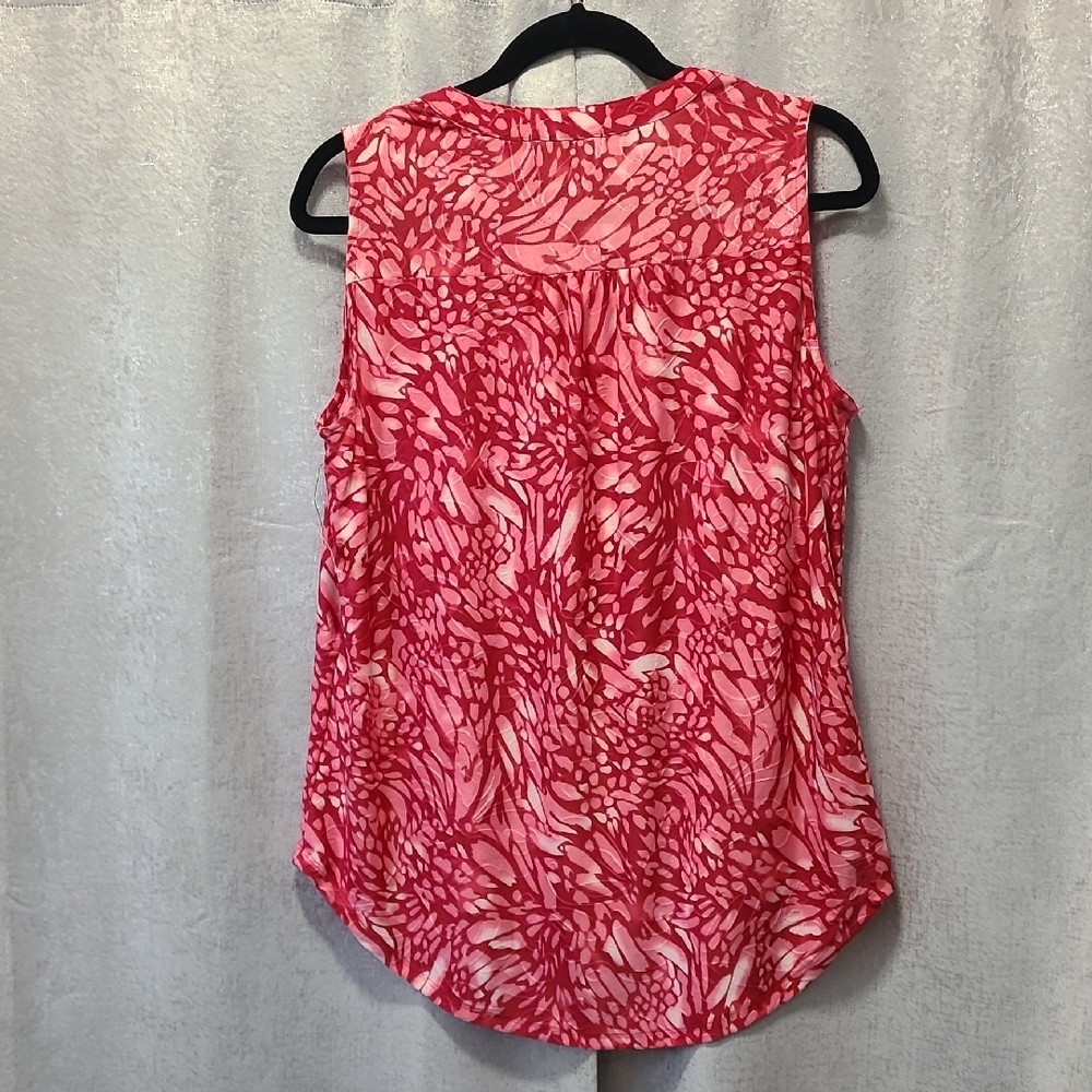 Notations Pink White Mandarin Collar Fun Design‎ Blouse Size M NWT - Picture 7 of 7